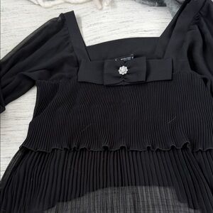 Zara Black Top with Bow Accent